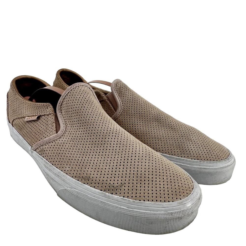 Vans Classic Perforated Slip On Sneakers Round Toe Breathable Suede Pink 10